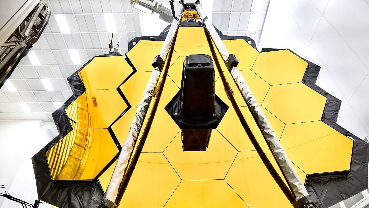 The primary mirror of NASA’s James Webb Space Telescope. Credit: AFP Photo