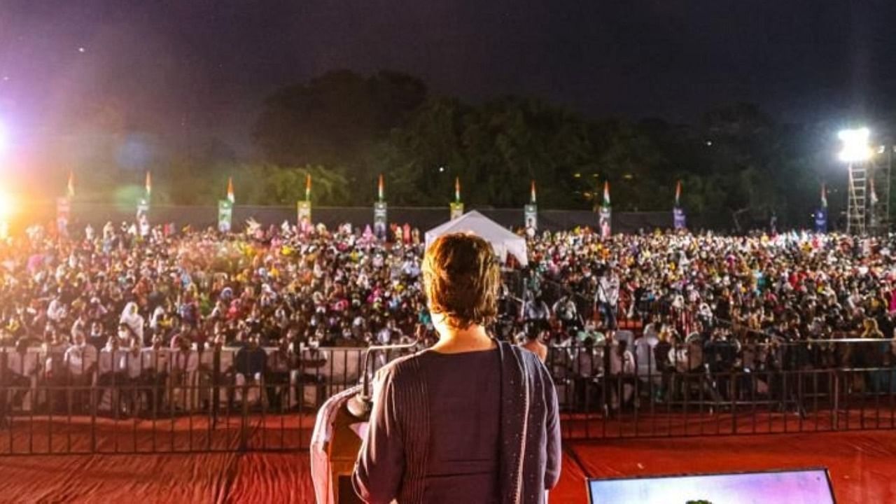 Pryanka Gandhi was speaking at a women's empowerment convention in South Goa. Credit: IANS Photo