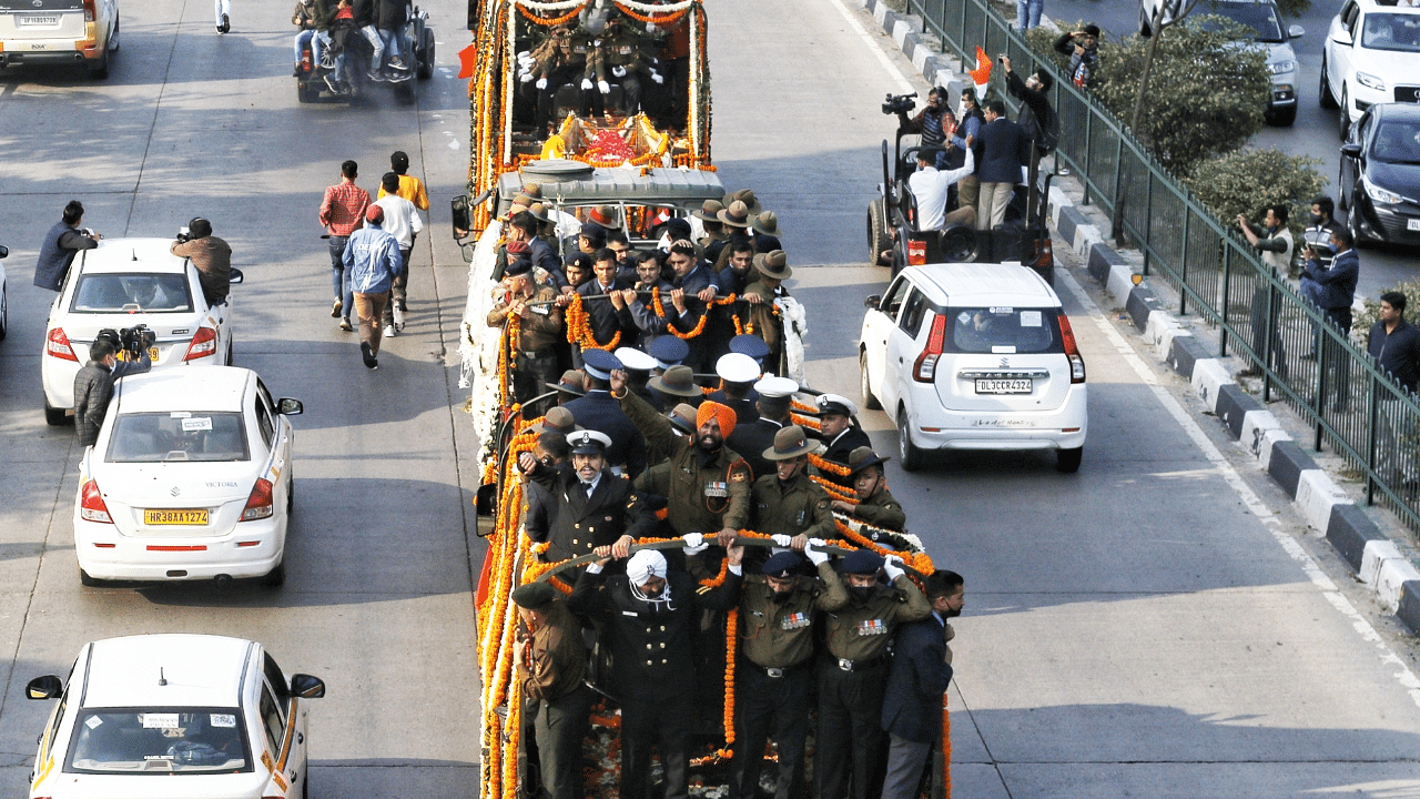 Funeral procession of CDS Gen Bipin Rawat. Credit: IANS Photo