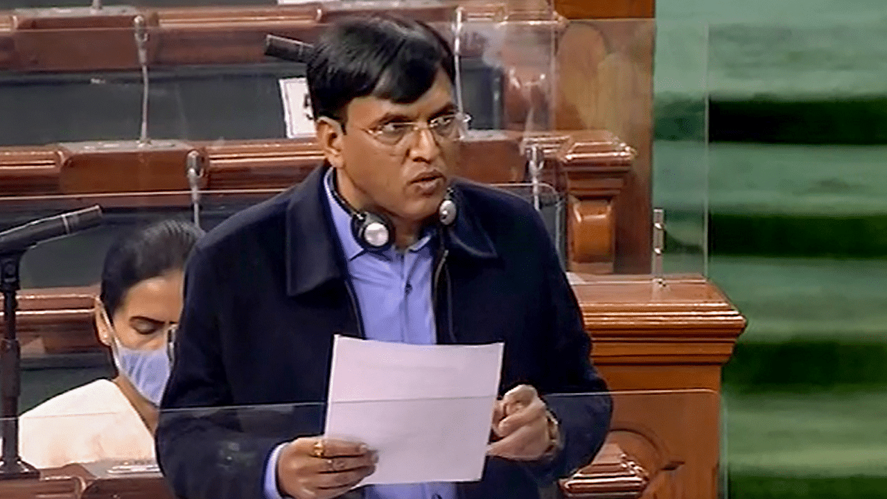 Health Minister Mansukh Mandaviya speaks in the Lok Sabha during ongoing Winter Session of Parliament. Credit: PTI Photo