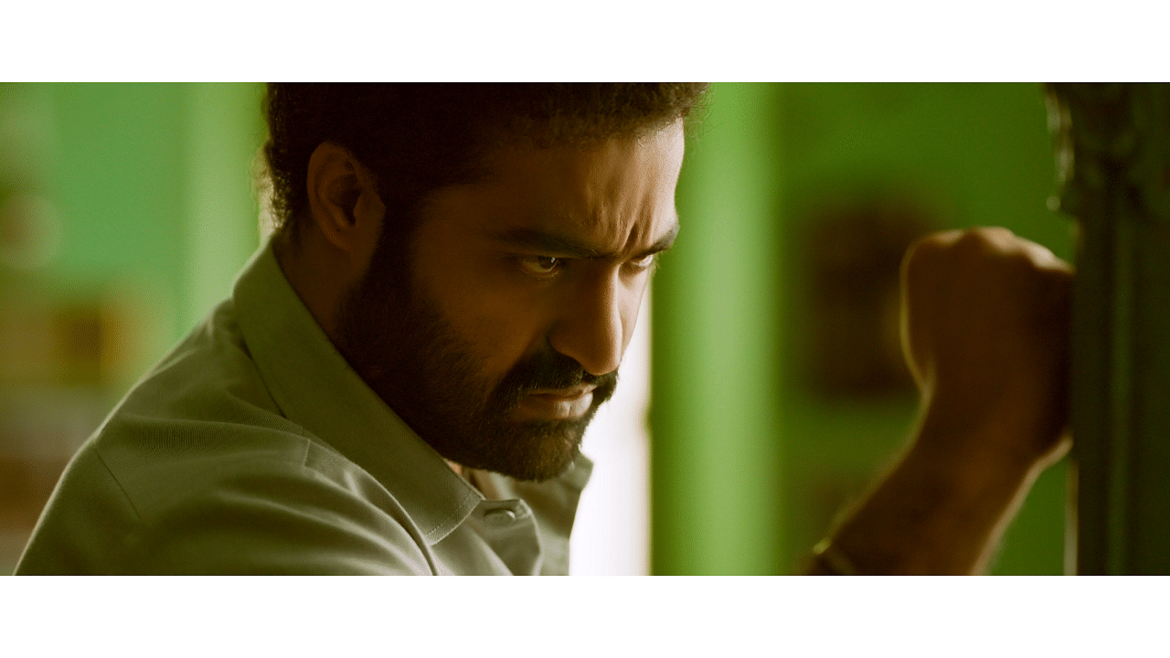 Jr NTR in 'RRR'. Credit: Twitter/@DVVMovies