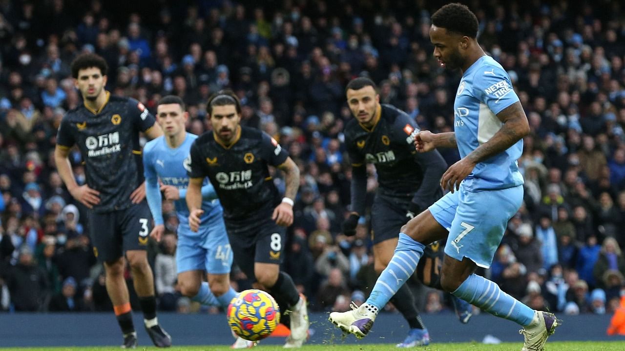 Sterling netted from the spot in the second half at the Etihad Stadium to clinch City's sixth successive league victory. Credit: AFP Photo