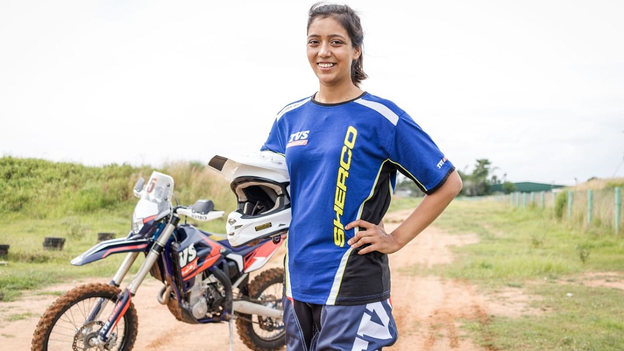 Motorcycle racer Aishwarya Pissay. Credit: DH File Photo