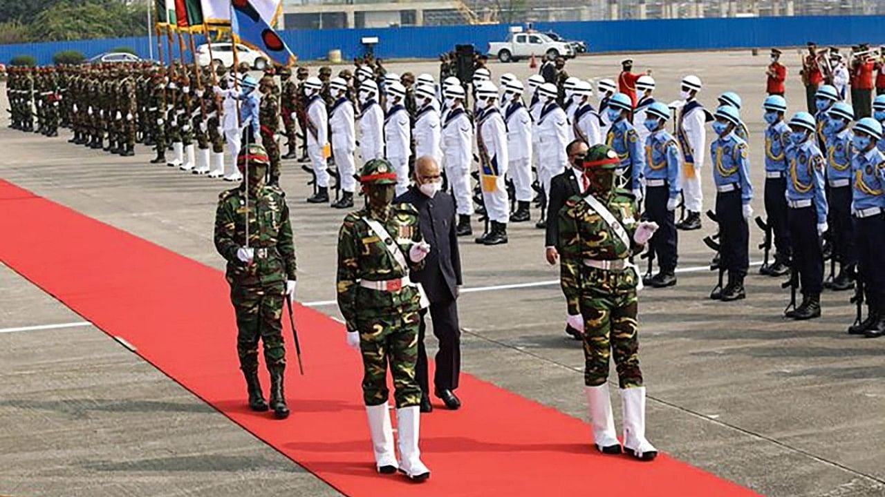 President Ram Nath Kovind arrives in Dhaka as part of his 3-day visit to Bangladesh to attend 50th Victory Day celebrations. Credit: PTI Photo