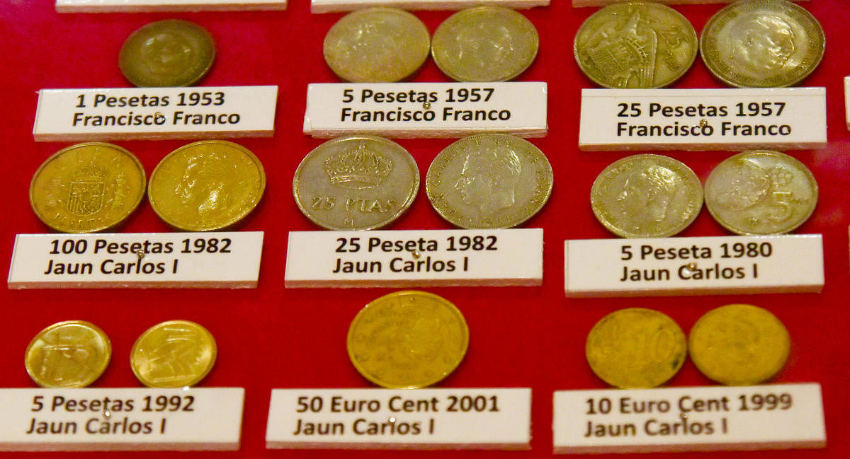 Some of the coins on display in the gallery of coins at Aloyseum.