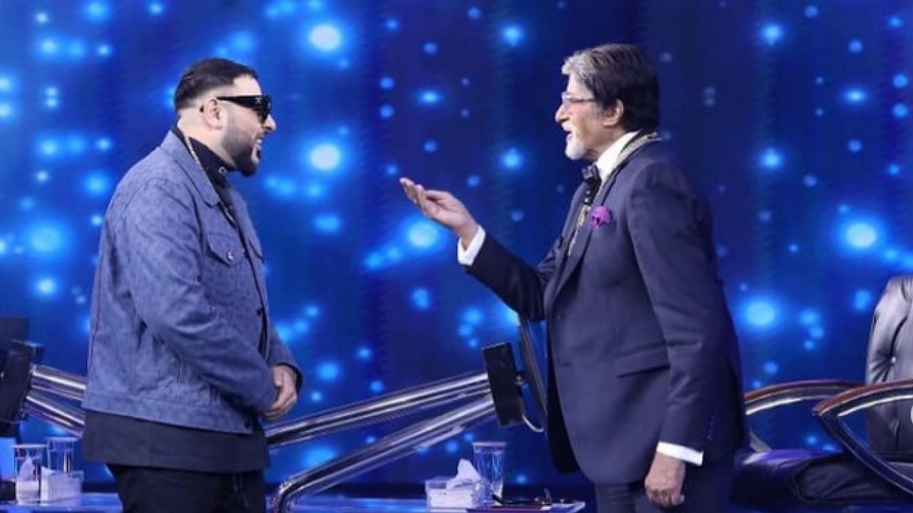 Badshah and Amitabh Bachchan at KBC 13. Credit: Instagram/ badboyshah