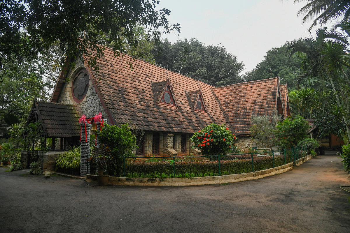The BMRCL plans to cut 20 trees at the All Saints' Church compound but the church congregation fears it may affect many more. Credit: DH Photo/S K DINESH
