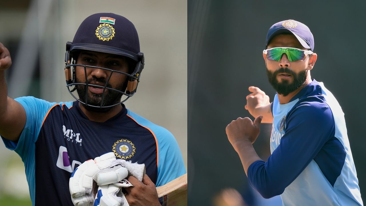 India white-ball captain Rohit Sharma and all-rounder Ravindra Jadeja. Credit: AP/PTI Photo