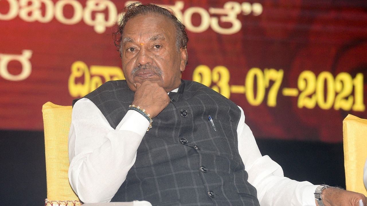 Karnataka Minister for Rural Development and Panchayat Raj, KS Eshwarappa. Credit: DH File Photo