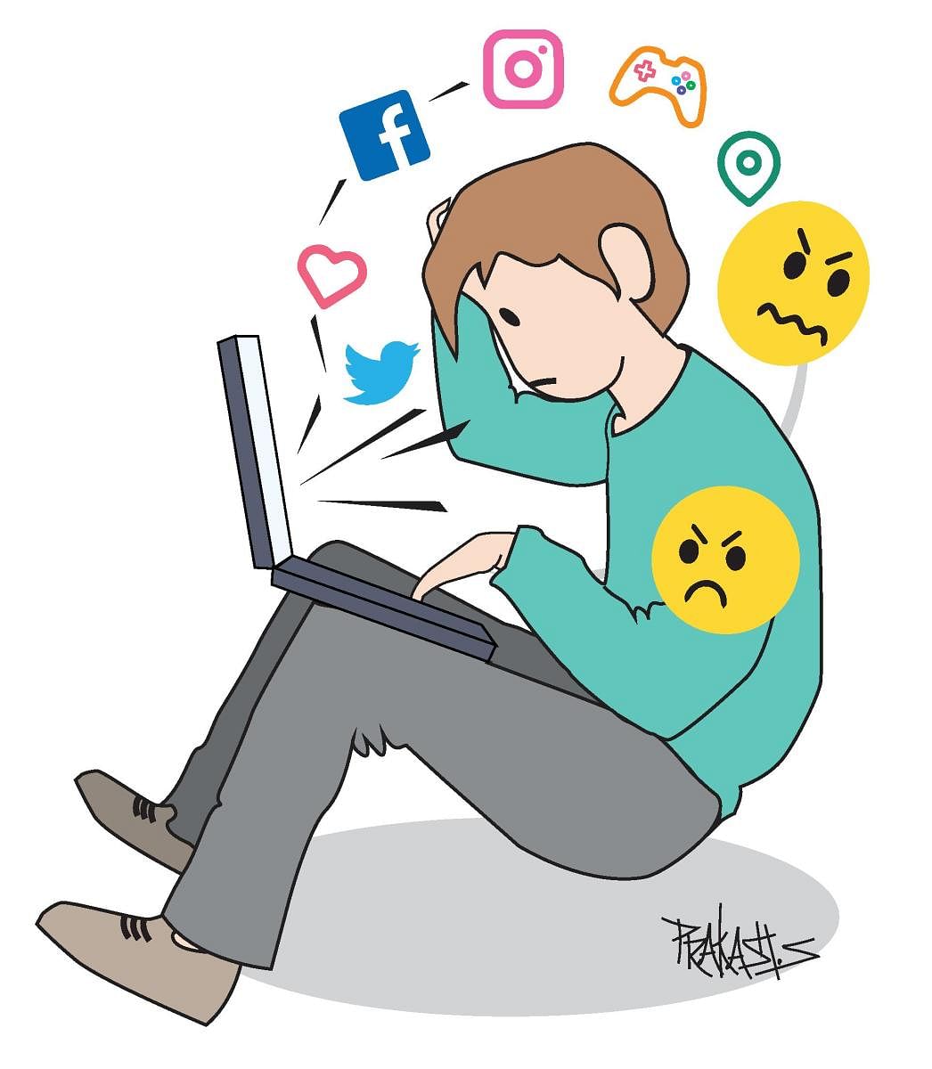 young and social media illustration