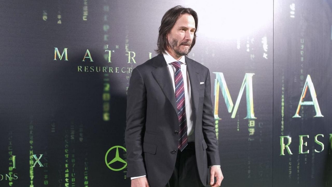 Canadian actor Keanu Reeves arrives for the premiere of "The Matrix Resurrections" at the Castro Theatre in San Francisco. Credit: AFP Photo
