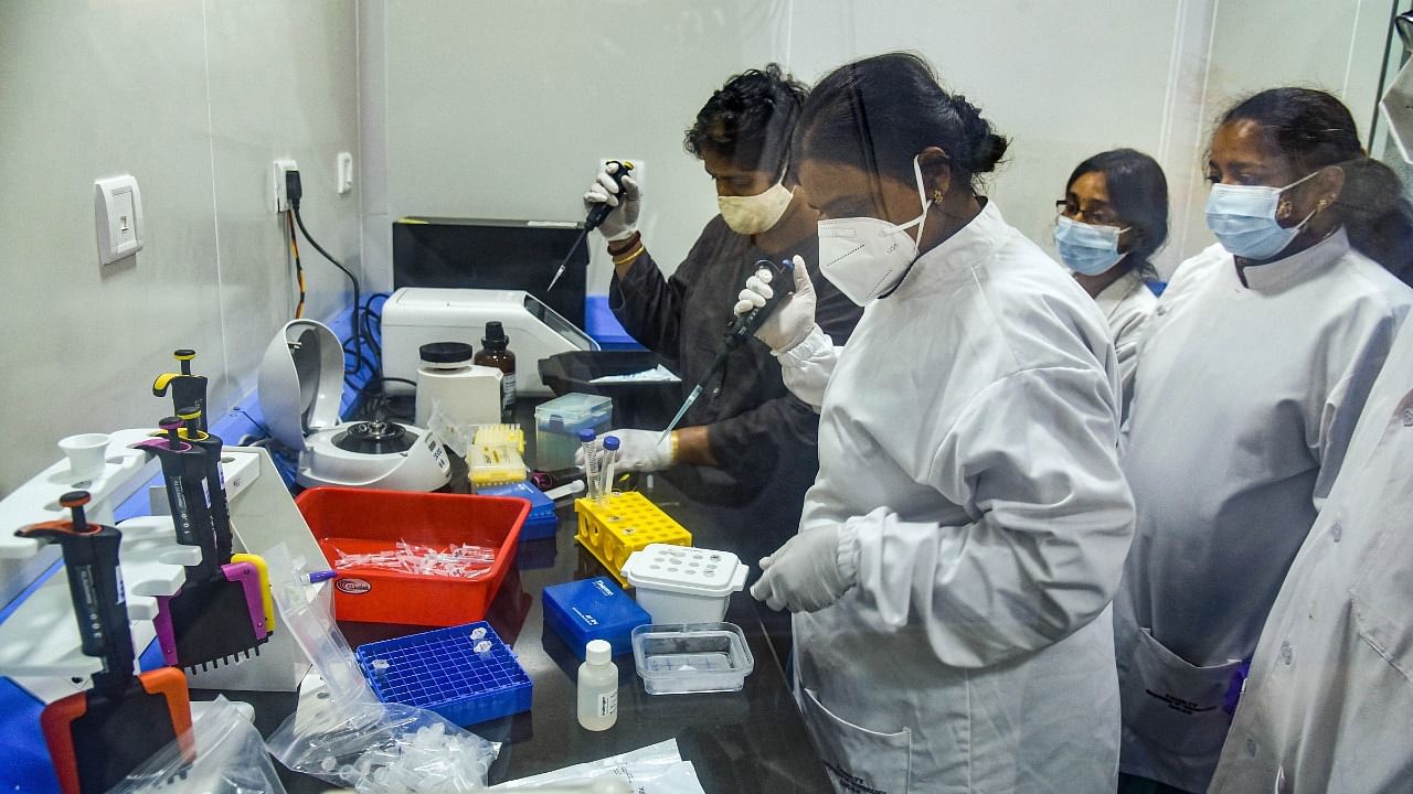 A genome sequencing lab in Hyderabad, where 20 cases of the Omicron variant have been reported. Credit: PTI Photo