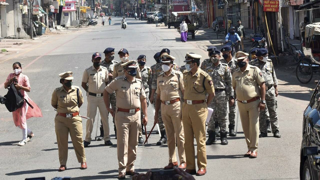 Cops in Nagpur on the ground to enforce a curfew earlier this year. Credit: PTI File Photo