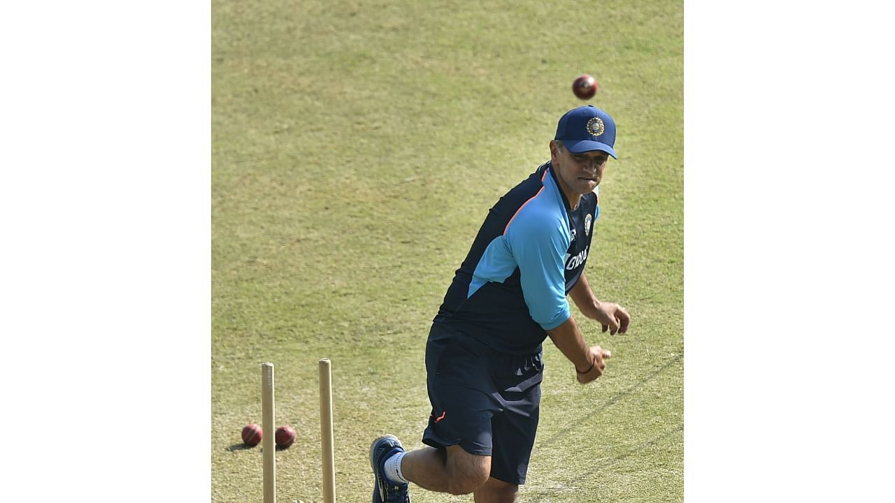 Rahul Dravid at a practice session. Credit: PTI Photo