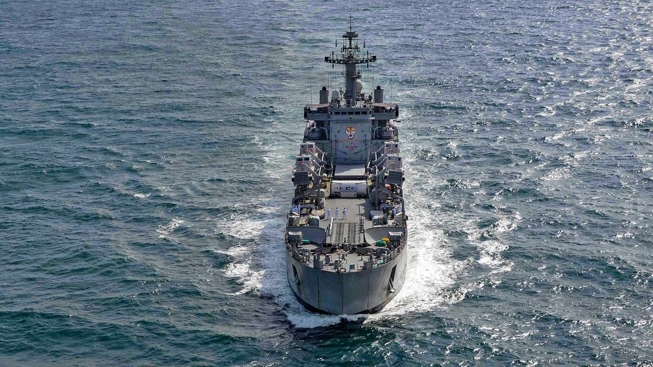An Indian Navy ship, including INS Sudarshini, sent to Sri Lanka earlier this year. Credit: PTI Photo