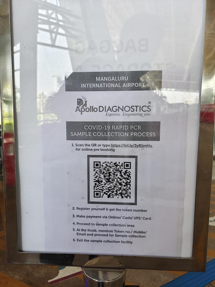 The QR codes to facilitate pre-booking with payment displayed at Mangaluru International Airport (MIA).