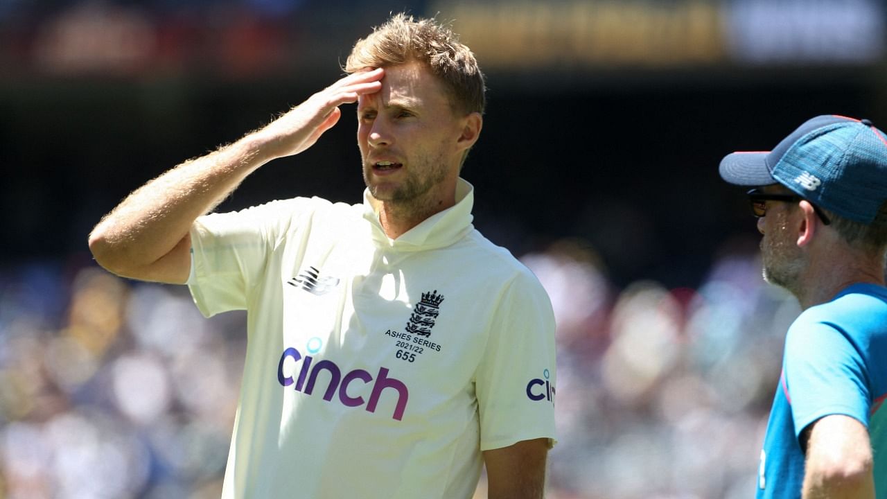 England's captain Joe Root looks on after Australia won the match and retained the Ashes at the end of the third Ashes cricket Test match in Melbourne on December 28, 2021. Credit: AFP Photo