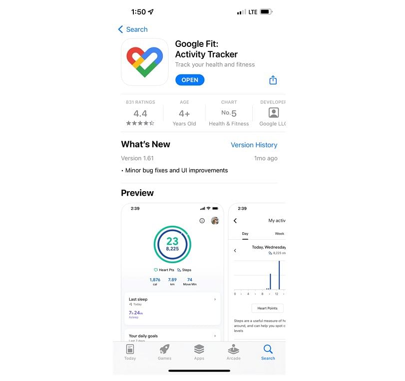 Google Fit for iOS app. Credit: DH Photo/KVN Rohit