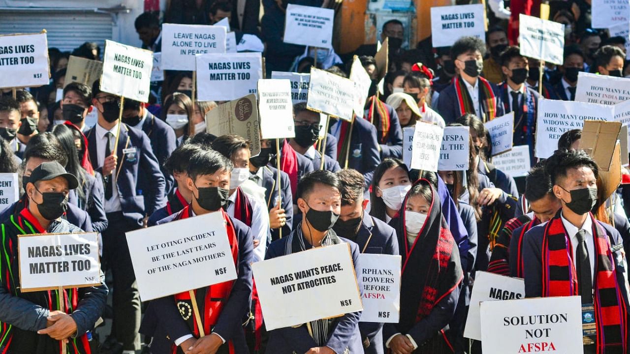Locals stage a protest demanding repeal of Armed Forces (Special Powers) Act in Kohima. Credit: PTI file photo