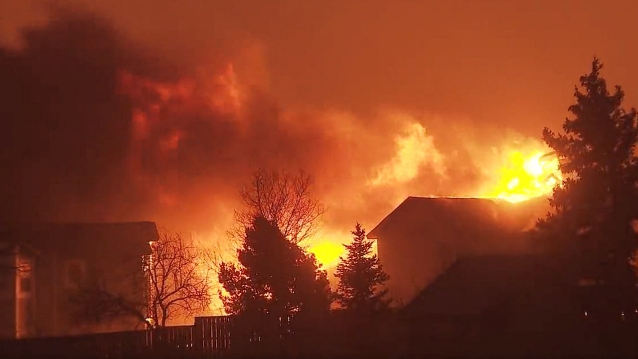 At least 1,600 acres have burned in Boulder County, much of it suburban. Credit: Reuters Photo