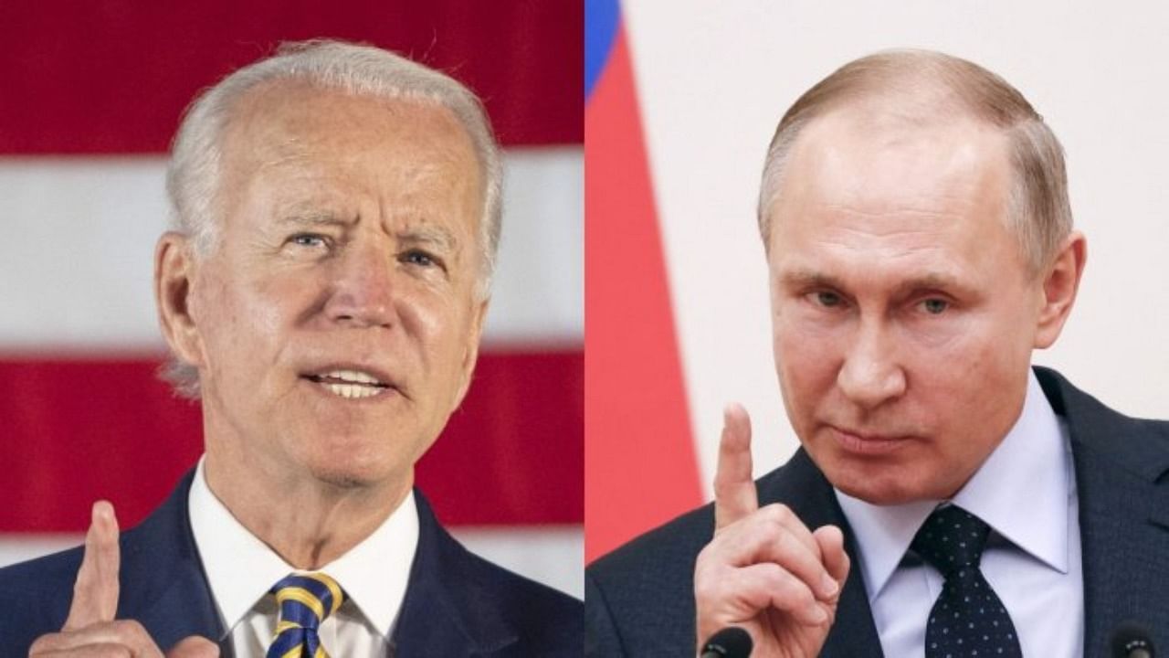 US President Joe Biden (left) and Russian President Vladimir Putin. Credit: AFP file photos