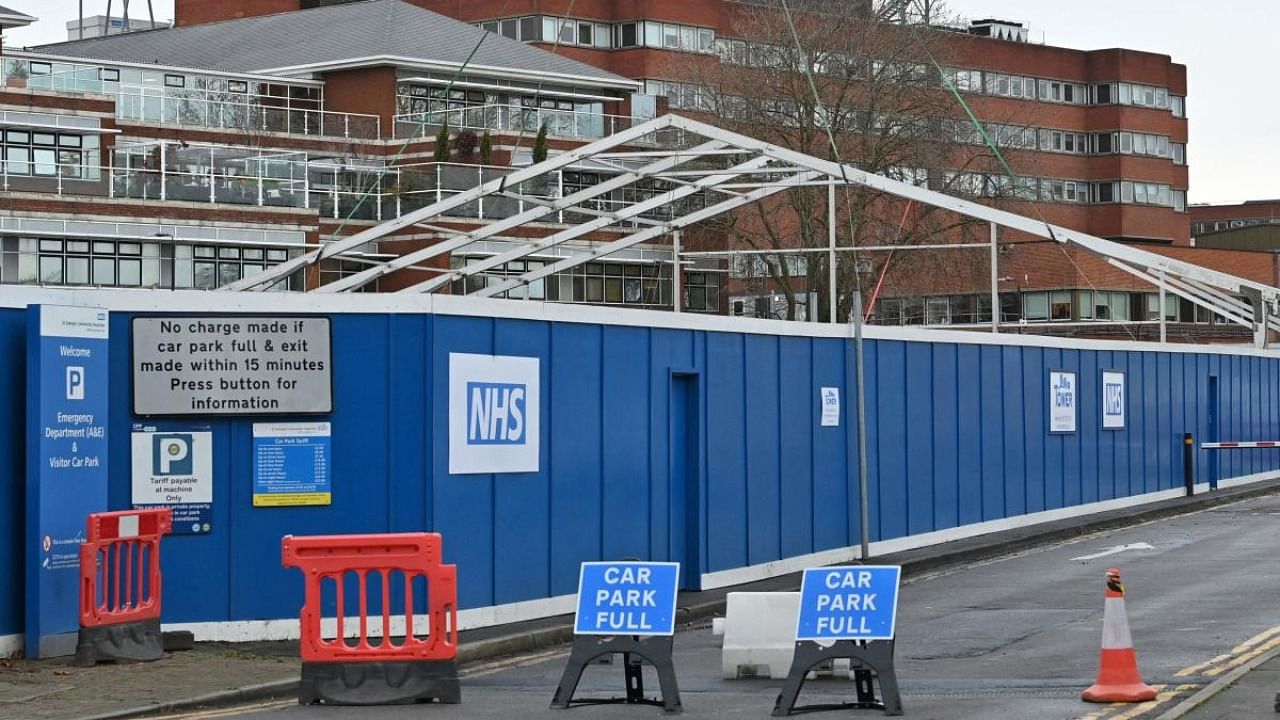 A general view is pictured during the erection of a temporary field hospital in the grounds of St George's Hospital in Tooting, south London. Credit: AFP Photo