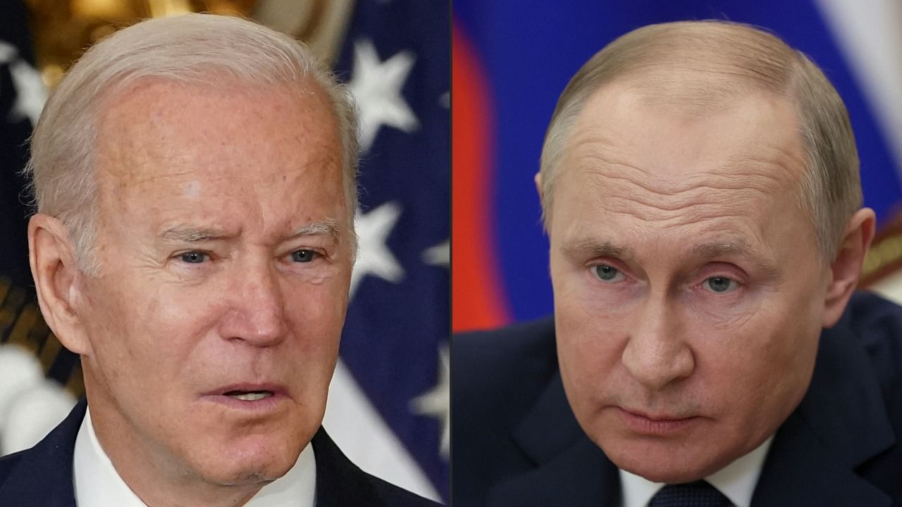 US President Joe Biden (L) and Russia President Vladimir Putin. Credit: AFP File Photo