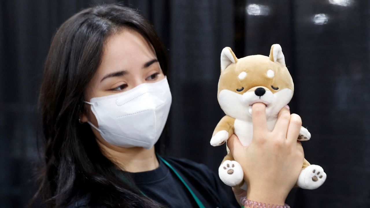 Amagami Ham Ham, a therapeutic robot that nibbles on your finger to provide comforting effects, is displayed during CES Unveiled. Credit: Reuters Photo