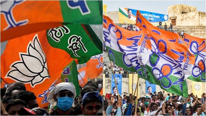 BJP and TMC party flags. Credit: PTI Photo