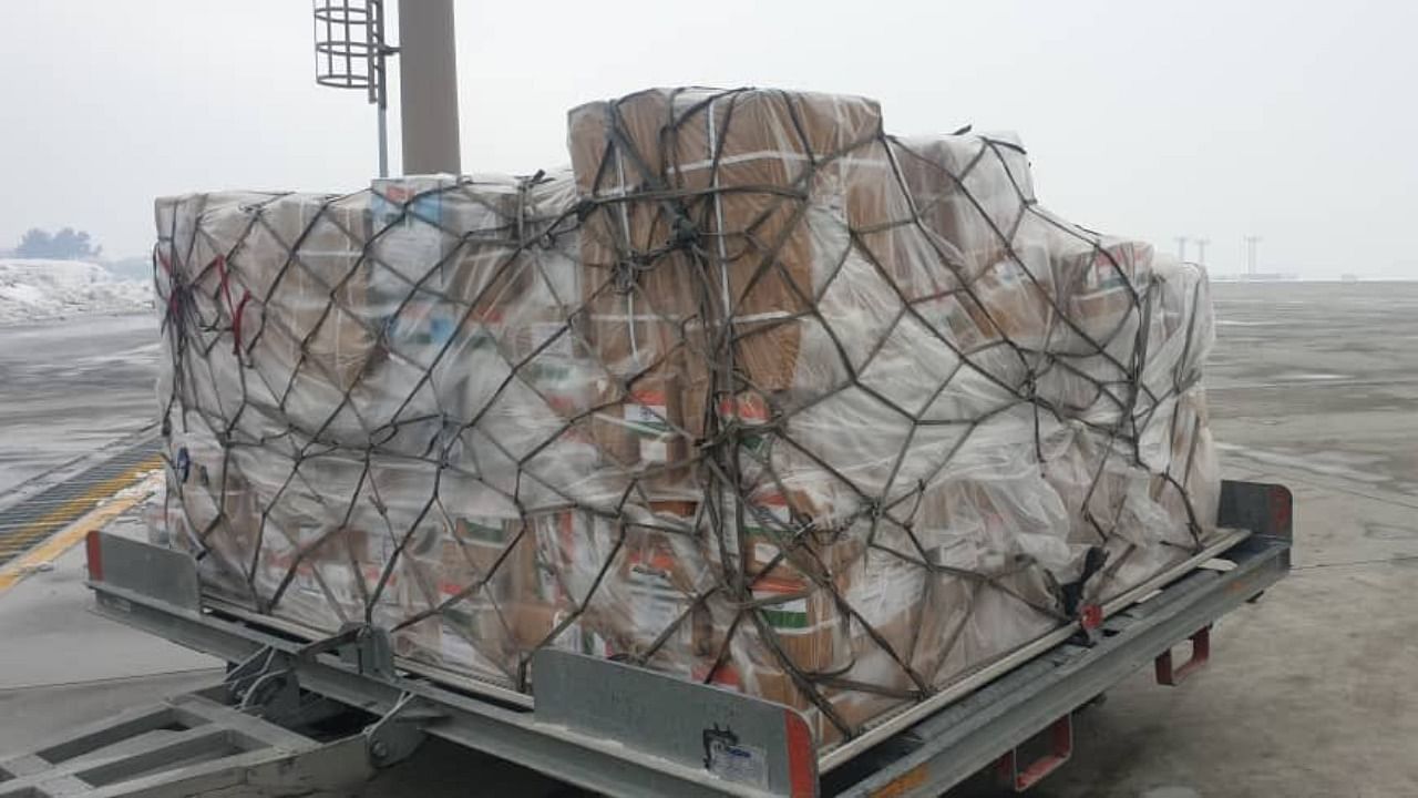MEA said: As part of our ongoing humanitarian assistance to the Afghan people, India supplied the third batch of medical assistance consisting of two tons of essential life saving medicines to Afghanistan today. Credit: Twitter/@MEA