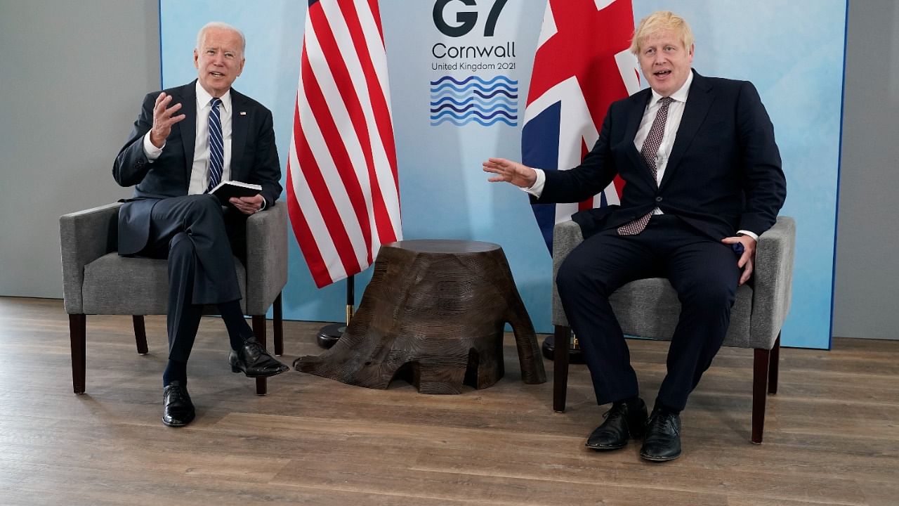US President Joe Biden and UK Prime Minister Boris Johnson. Credit: AP/PTI Photo
