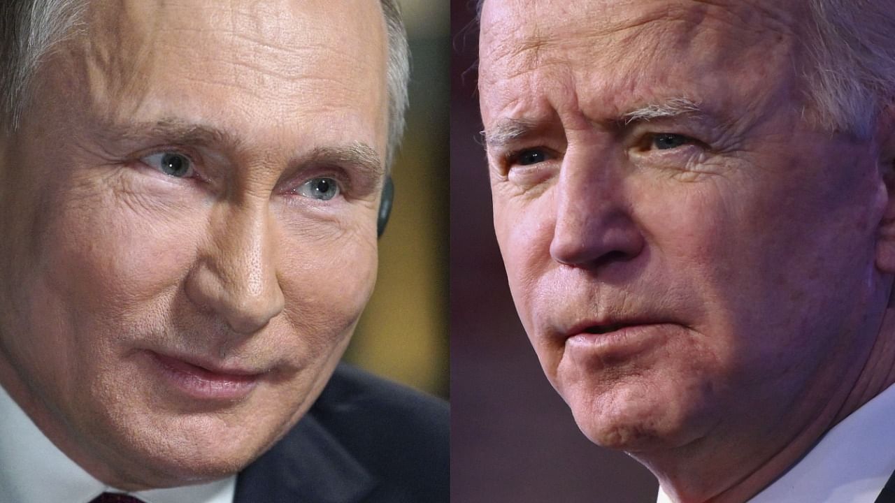 Vladimir Putin and Joe Biden. Credit: AFP Photo