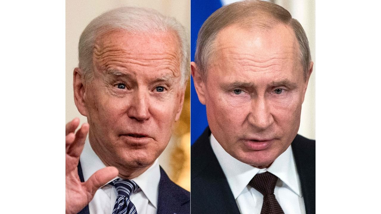 Presidents Joe Biden and Vladimir Putin began a phone call on December 30, 2021 on diplomatic solutions to soaring Russia-West tensions over Ukraine, the White House said. Credit: AFP File Photo