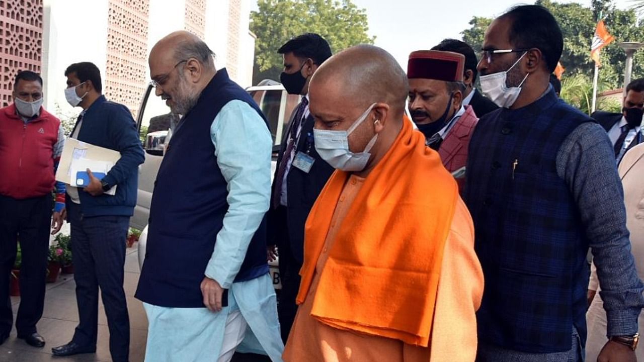 Home Minister Amit Shah and Uttar Pradesh CM Yogi Adityanath. Credit: IANS Photo