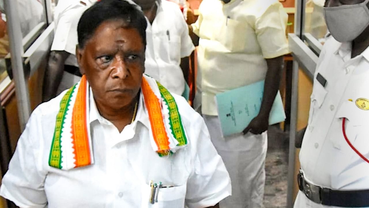 Senior Congress leader and former Chief Minister of Puducherry V Narayanasamy. Credit: PTI Photo