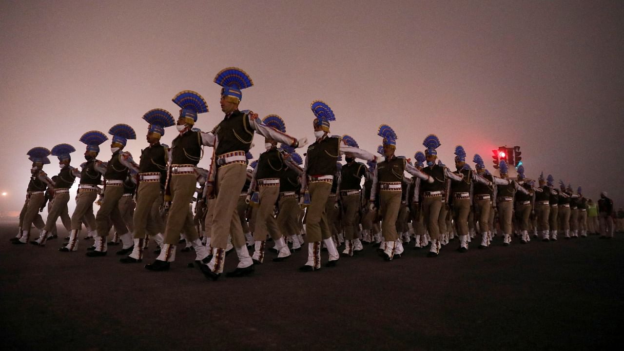 Rehearsal of the Republic Day parade in New Delhi. Credit: Reuters Photo