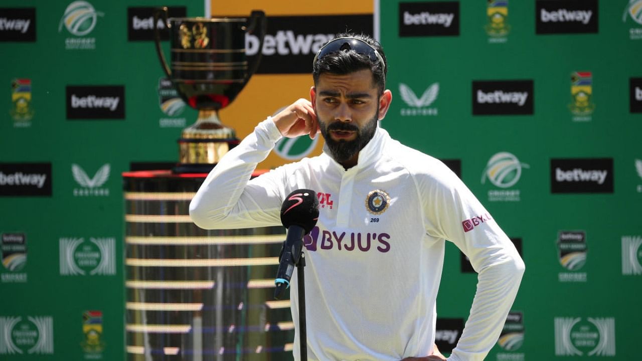 India's Virat Kohli speaks during the trophy presentation after the match. Credit: Reuters Photo