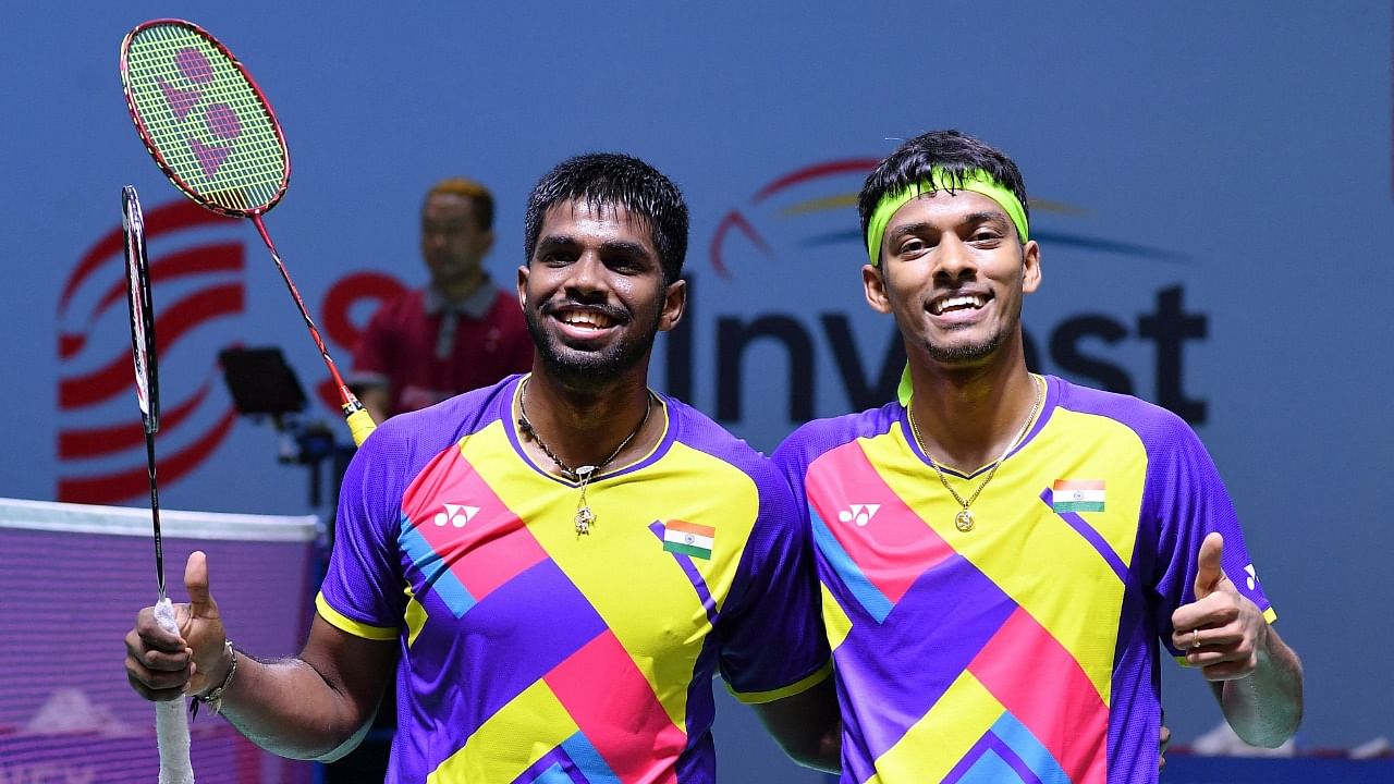 India's men's doubles pair Satwiksairaj Rankireddy (L) and Chirag Shetty. Credit: AFP Photo/Badminton Association of India