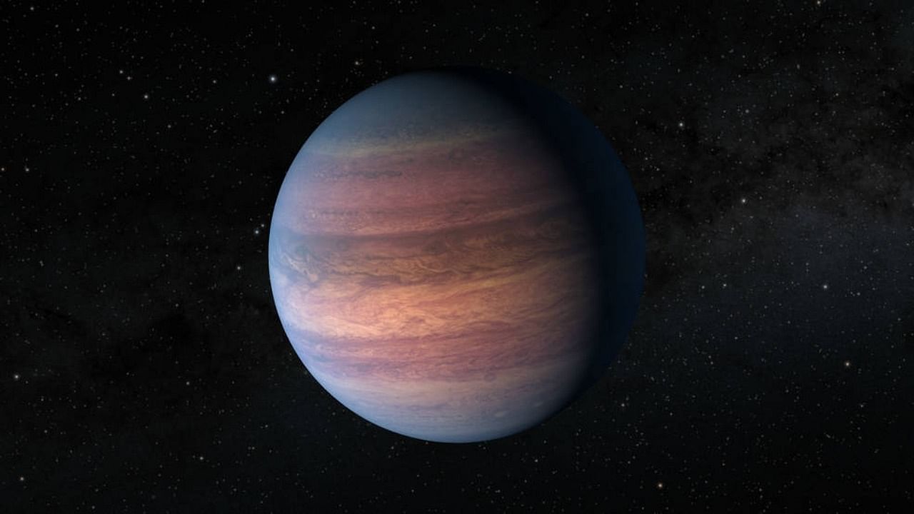 This illustration depicts a Jupiter-like exoplanet called TOI-2180 b. It was discovered in data from NASA's Transiting Exoplanet Survey Satellite. Credit: NASA/JPL-Caltech/R. Hurt