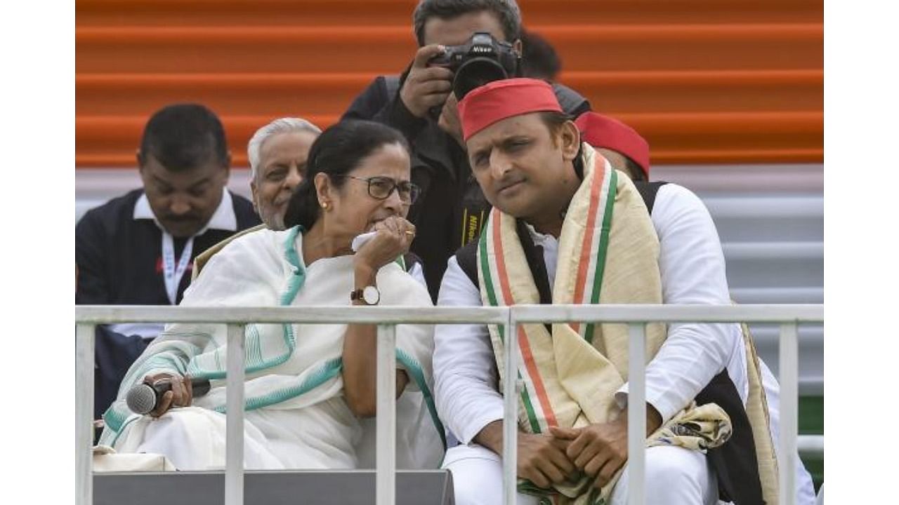 File Photo of Mamata Banerjee and Akhilesh Yadav from 2019. Credit: PTI Photo 