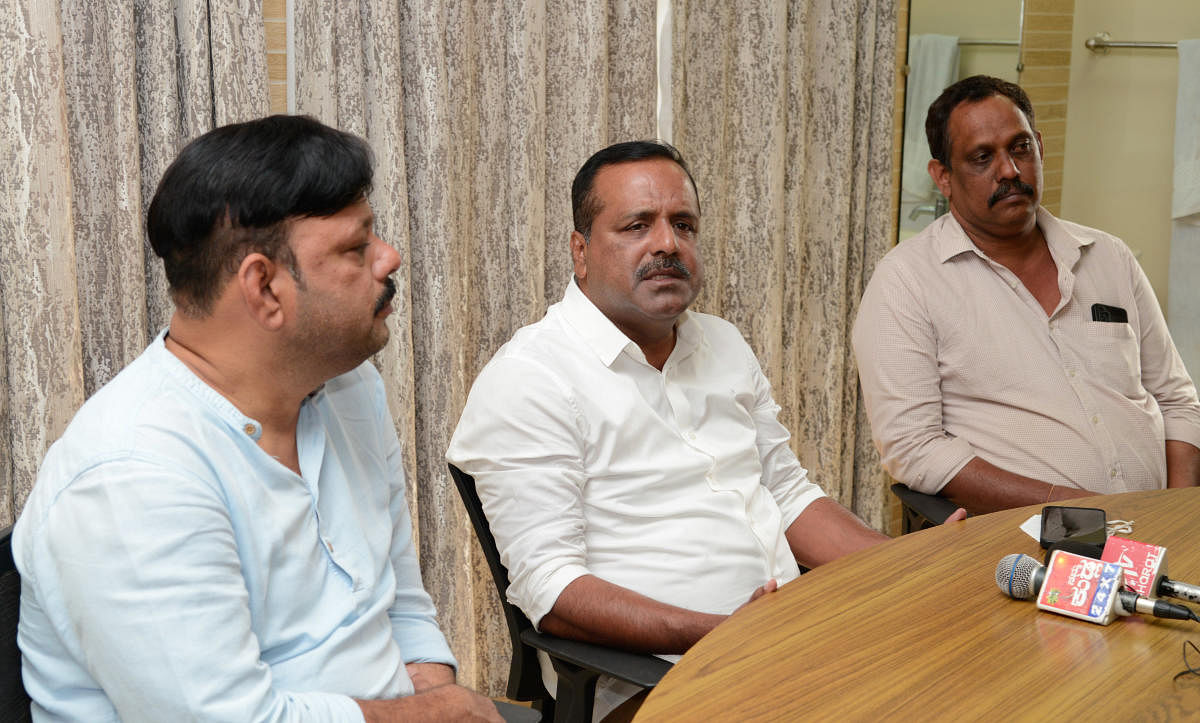 Mangalore MLA U T Khader speaks to reporters in Mangaluru. DH Photo