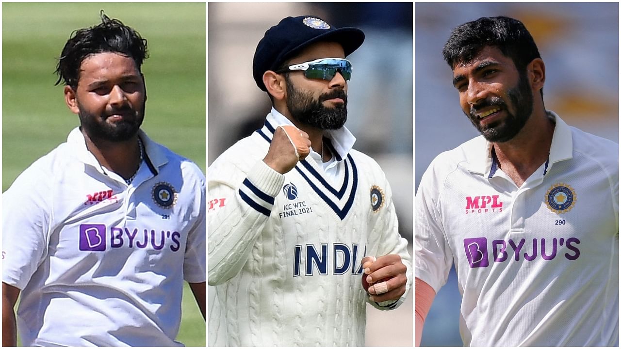 Rishabh Pant, Virat Kohli and Jasprit Bumrah. Credit: Agency Photos