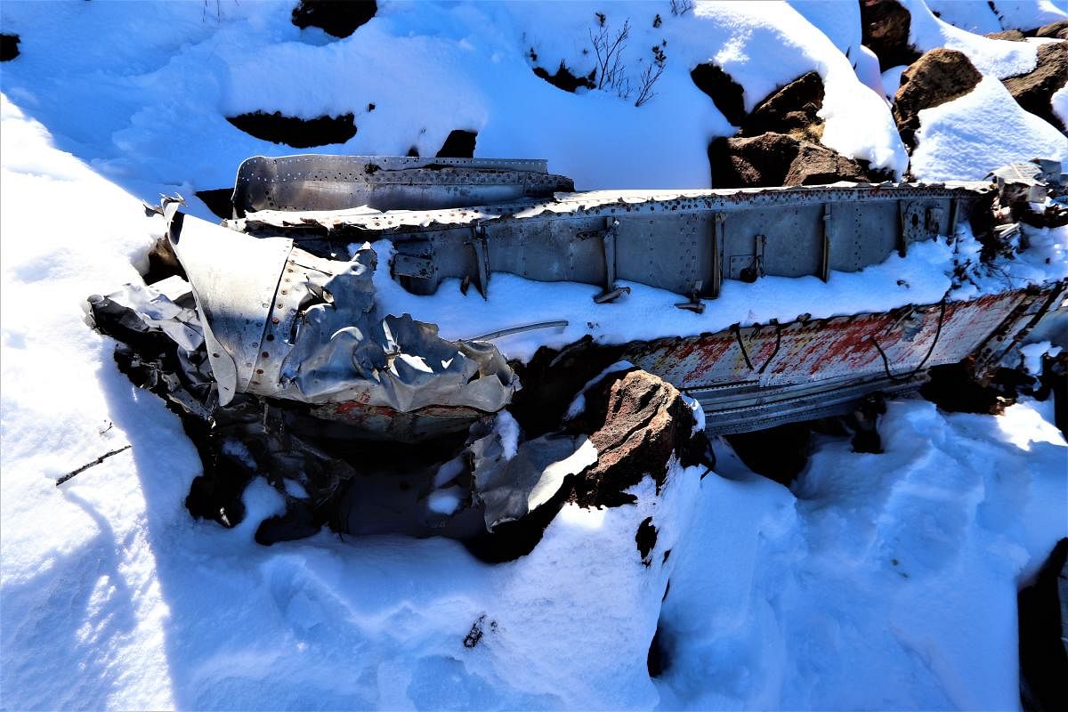 The remains of aircraft (C-46A#42-9621) was found in a snow-clad mountain at Dapha Bum inside Namdapha National Park/Tiger Reserve. Credit: MIArecoveries, Inc