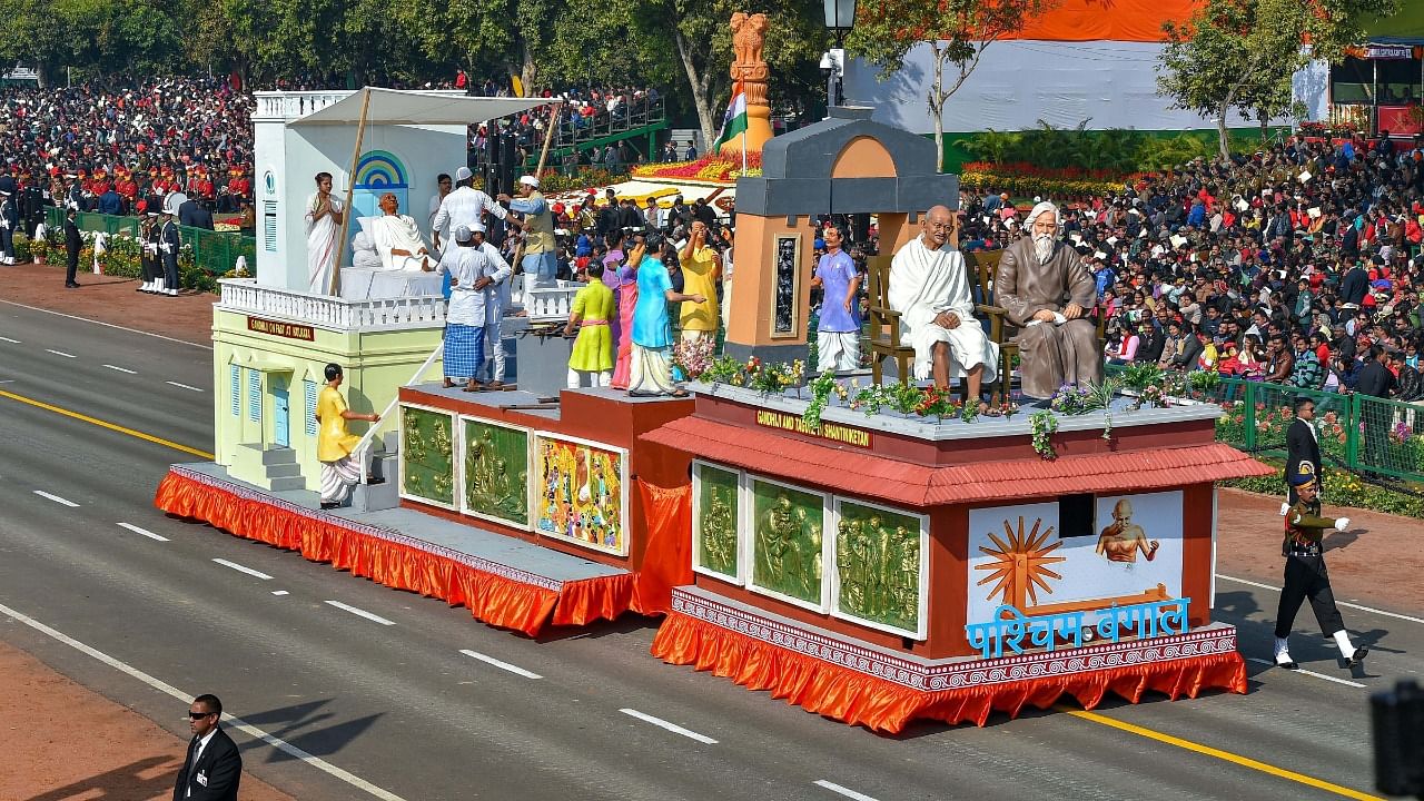 The tableau of West Bengal moves past the saluting dais during the 70th Republic Day Parade at Rajpath in New Delhi. Credit: PTI File Photo