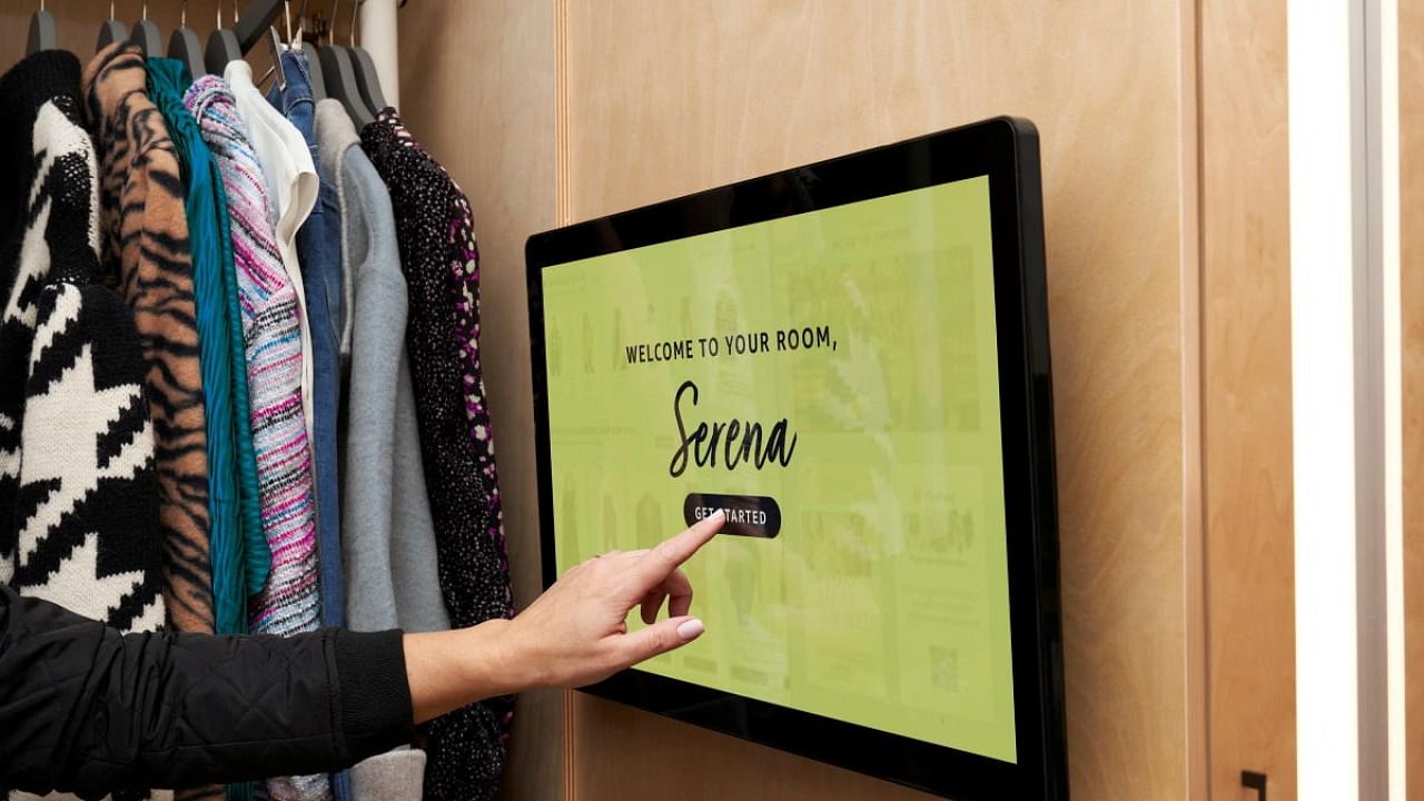 A touch screen at Amazon.com Inc's upcoming physical fashion store is seen in this undated photograph obtained January 19, 2022. Credit: Amazon.com Inc/Handout via Reuters
