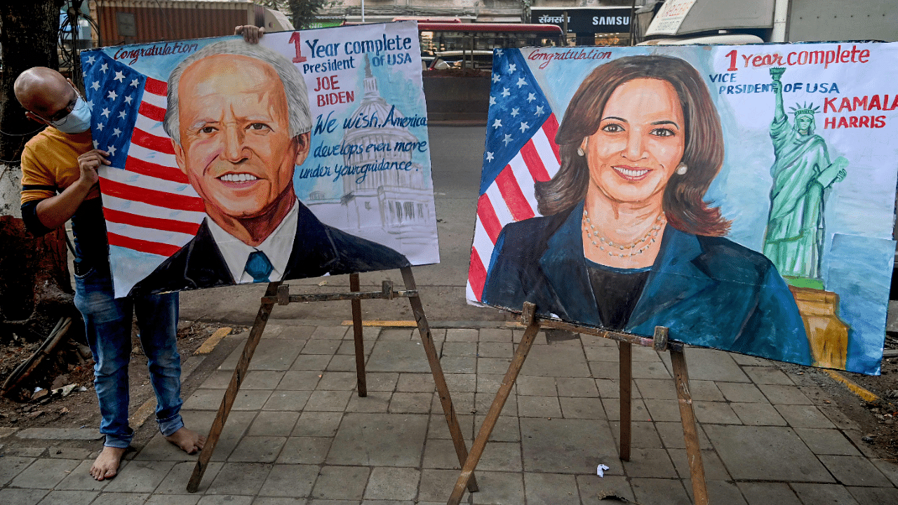 US President Joe Biden (L) and Vice President Kamala Harris. Credit: AFP Photo