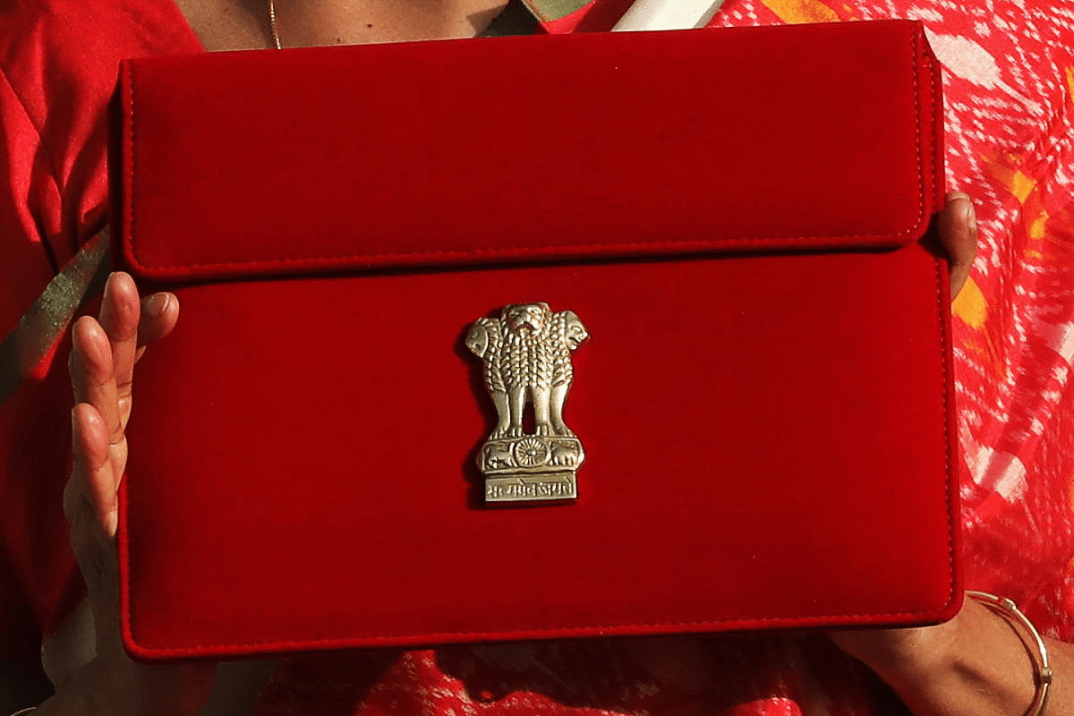 Finance Minister Nirmala Sitharaman is seen carrying a Tablet to present Union Budget 2020-2021. Credit: Reuters Photo