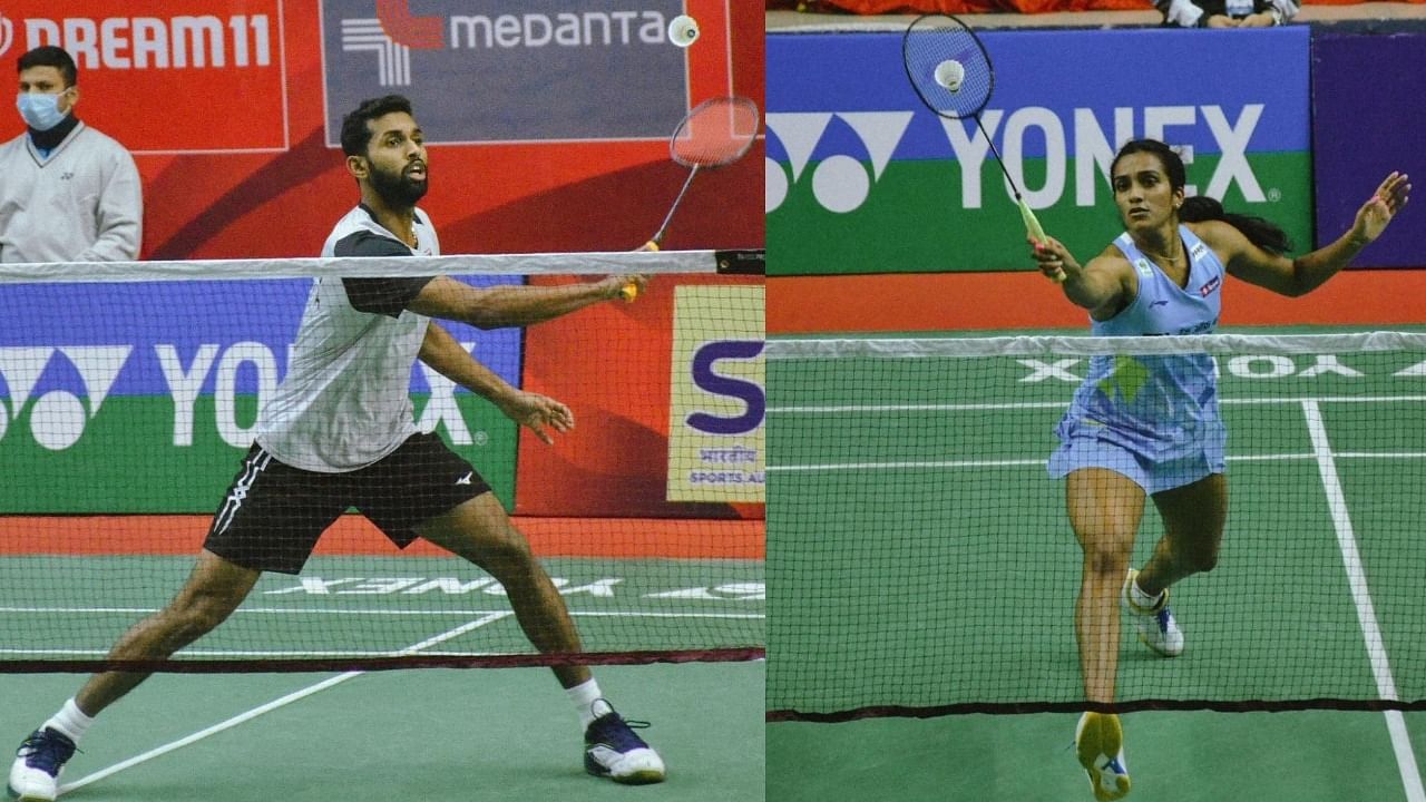 Indian shuttlers H S Prannoy (L) and P V Sindhu. Credit: IANS Photo