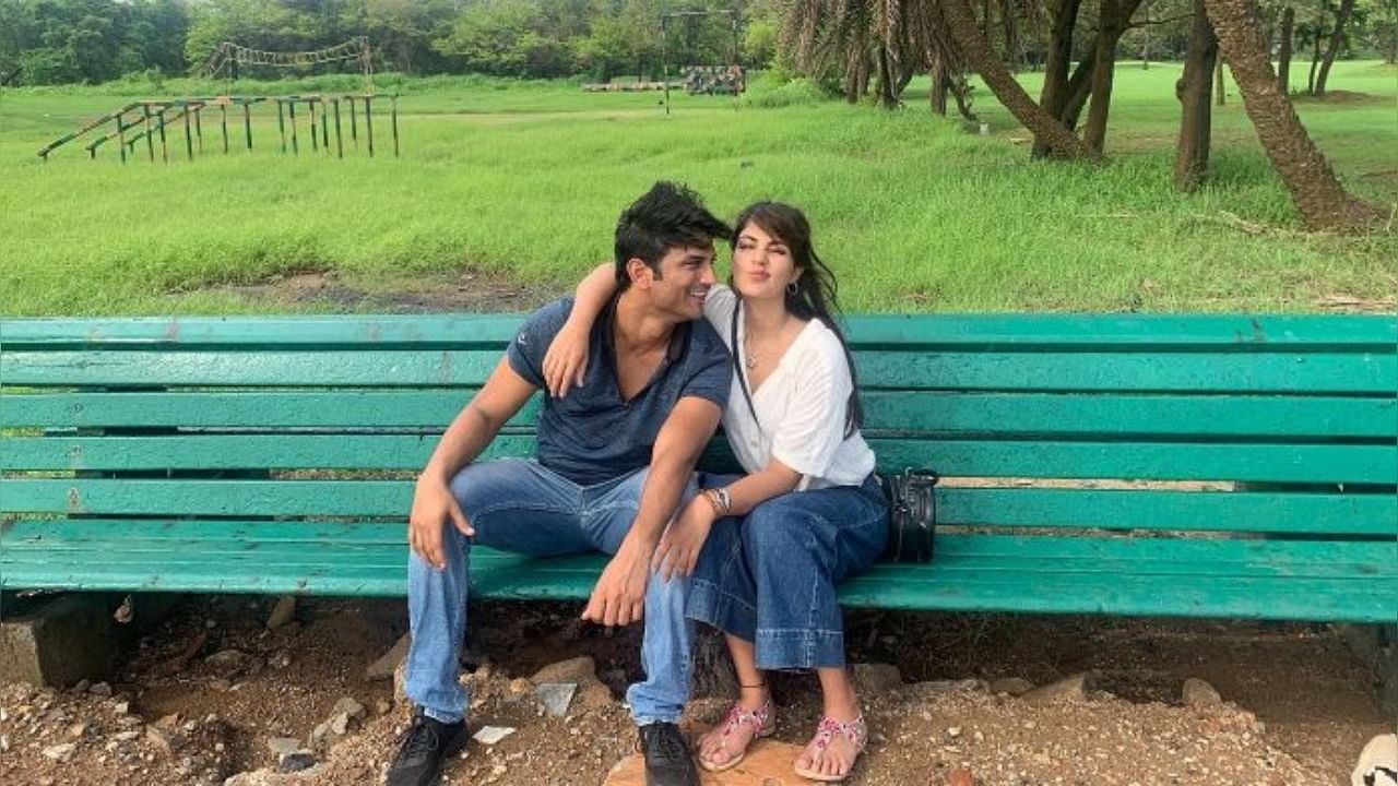 Rhea Chakraborty (L) with the late Sushant Singh Rajput. Credit: Special Arrangement