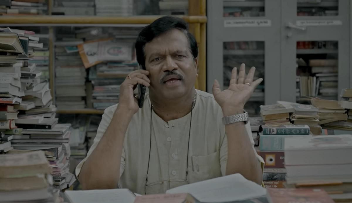 TS Nagabharana's dialogue delivery is a treat to watch.